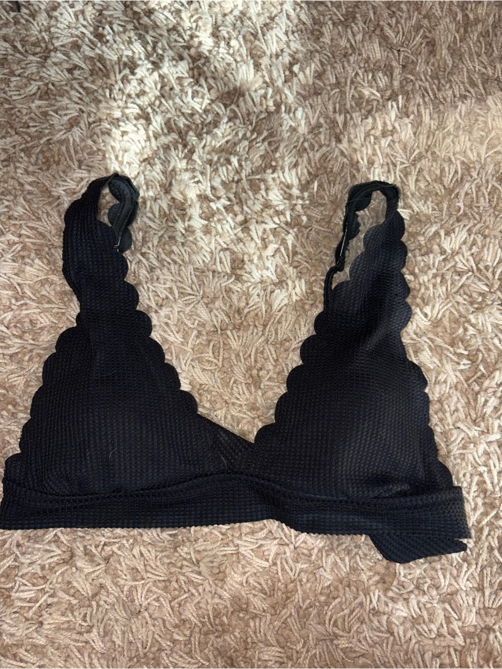 Aerie Black Scalloped Bikini Top